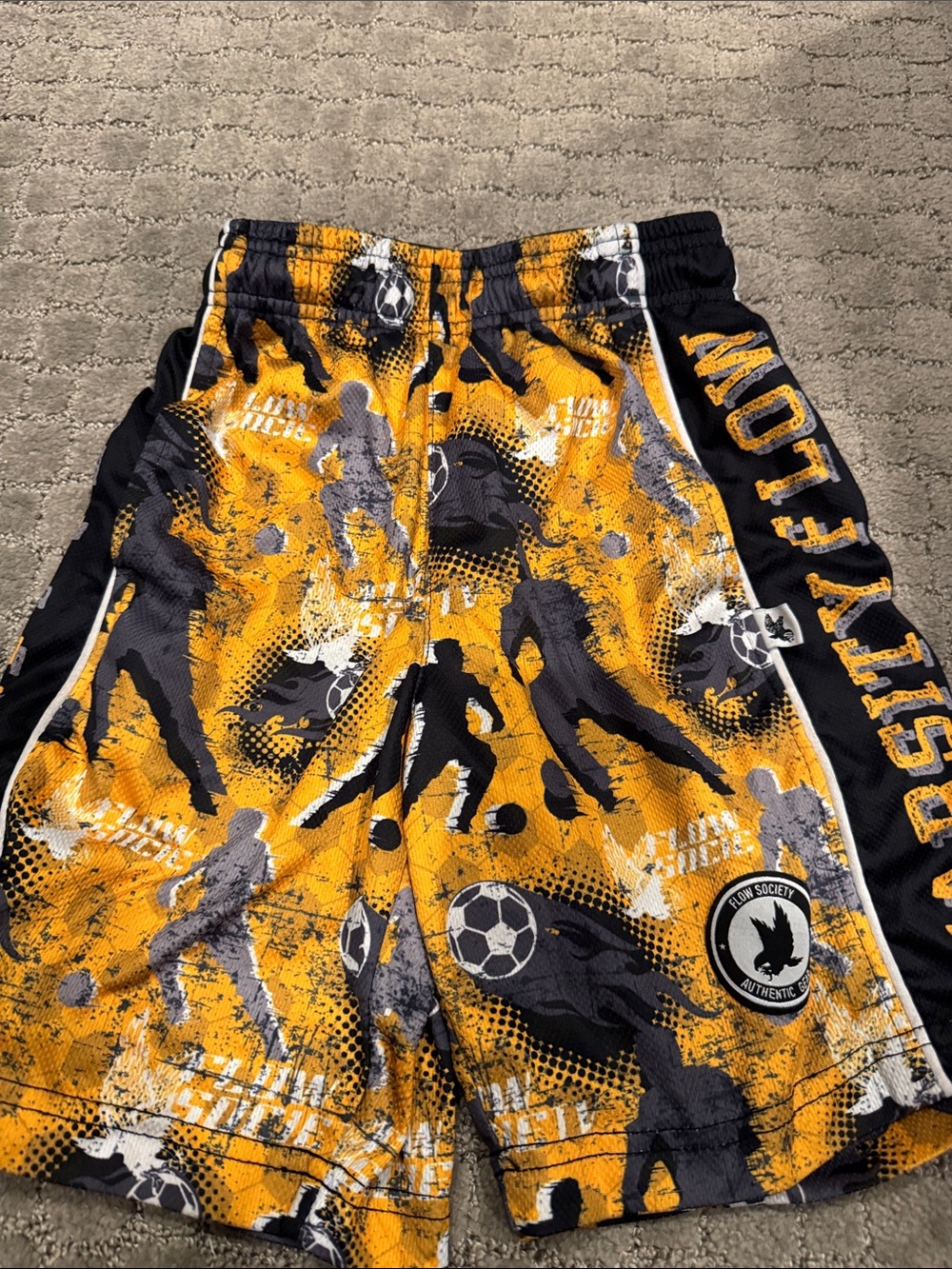 Flow Society Boys' Soccer Graphic Athletic Shorts - Yellow, Black